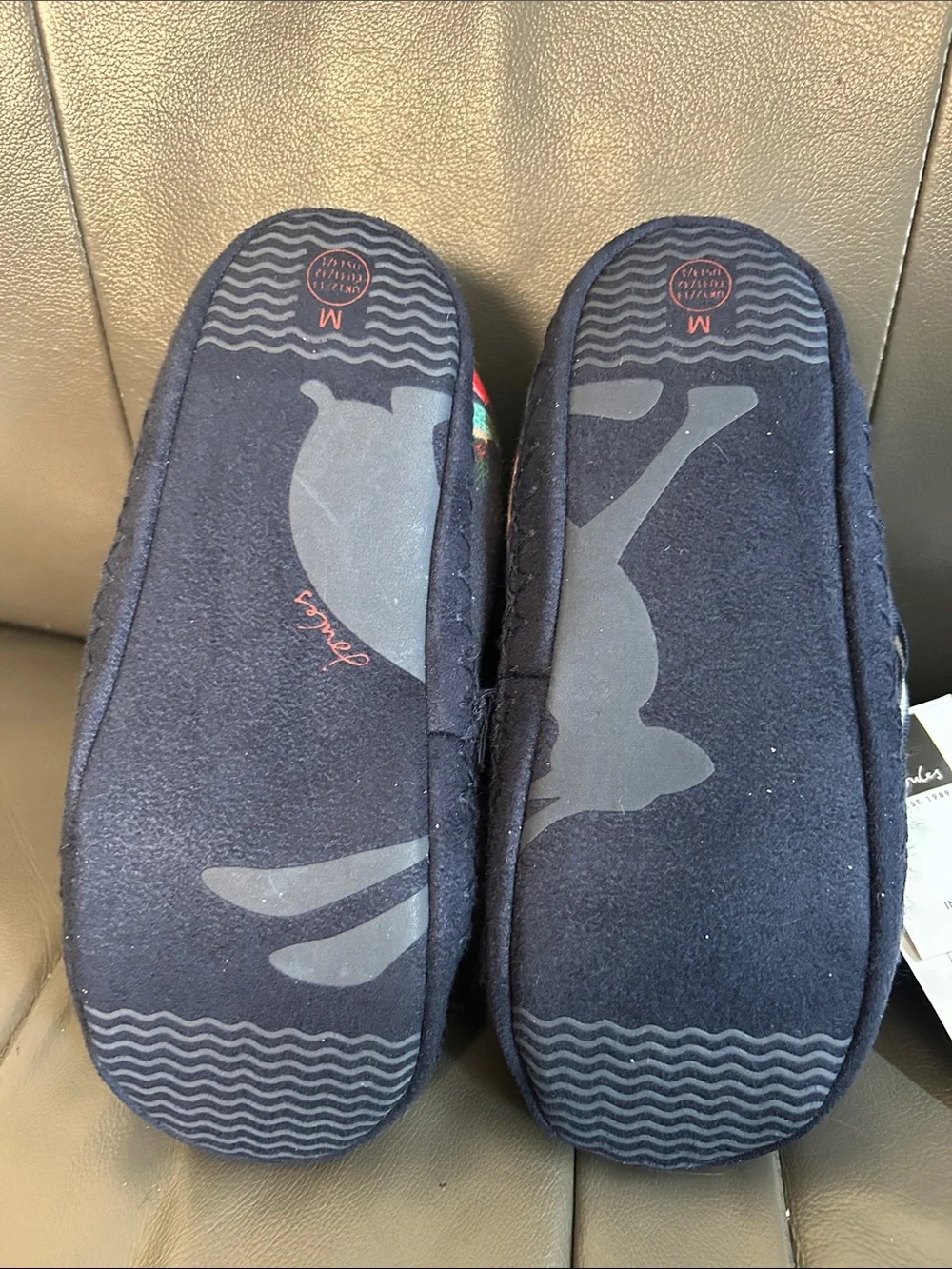Joules Navy Kids Animal Print Cozy Boot Slippers